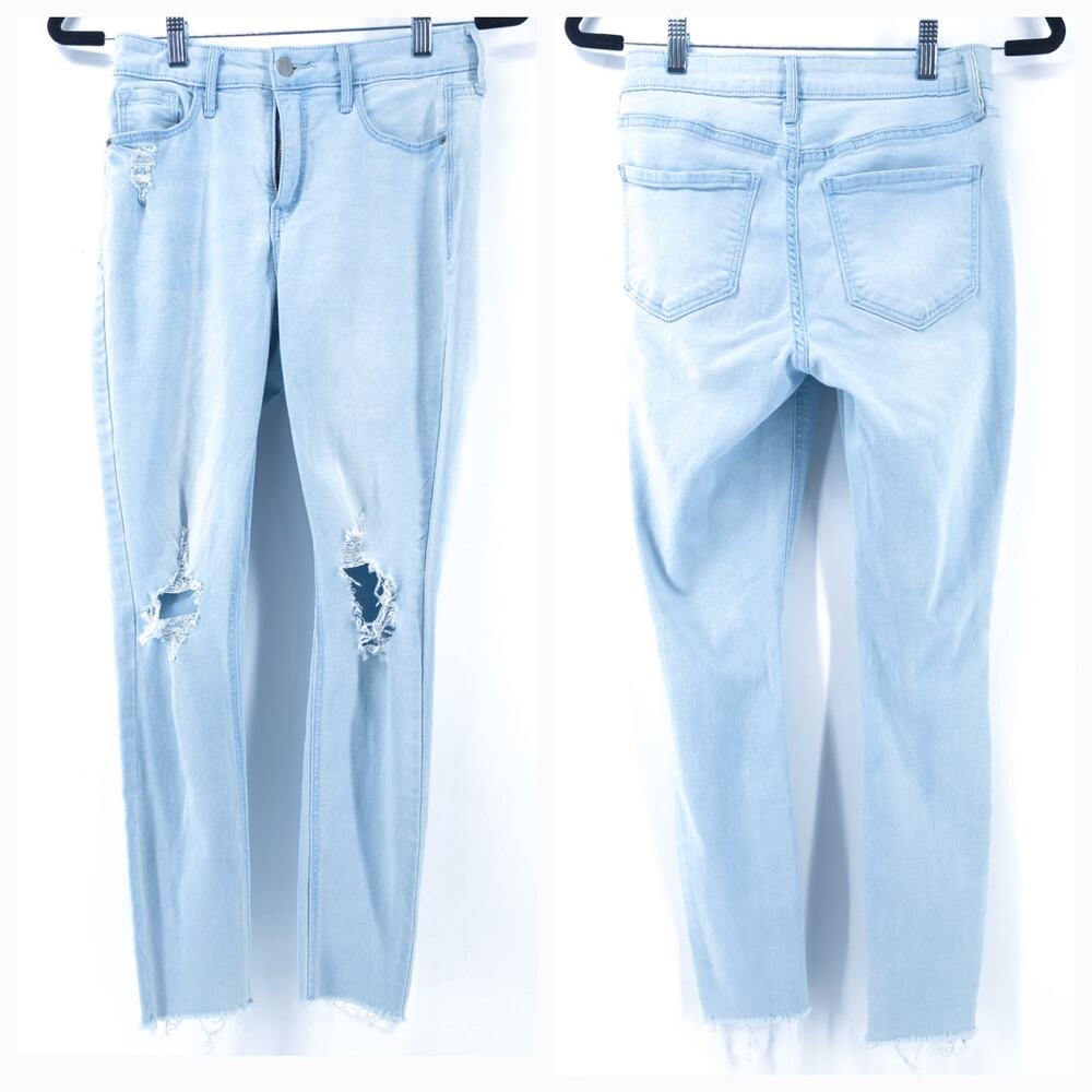 Old Navy Normcore Distressed Rockstar HR Light Wash 360 Stretch Raw Hem Skinny 4